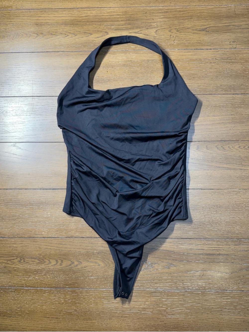 Abercrombie & Fitch Black Scoop-Neck Halter Size Large Bodysuit